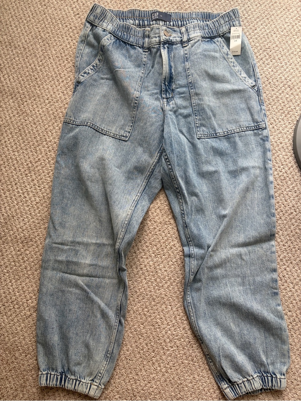 GAP Light Blue Relaxed Denim Jogger Pants